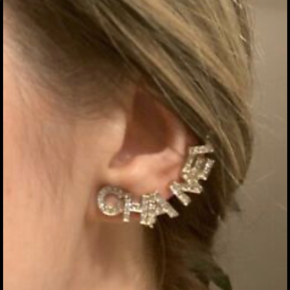 New Authentic Crystal Chanel Letter Earrings ✨🌟 - Picture 5 of 5